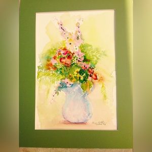 Custom framed original watercolor still life. Perfect for gift